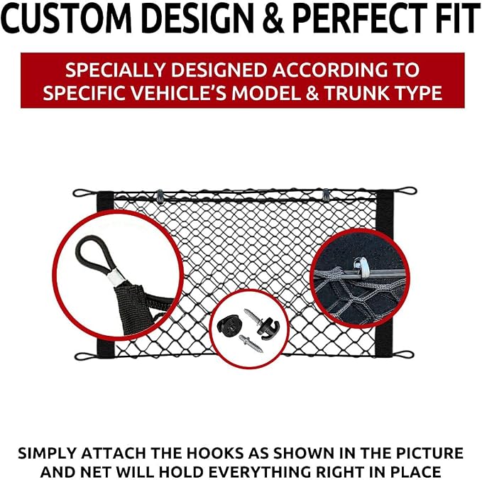 Envelope Style Automotive Elastic Trunk Mesh Cargo Net for Chevrolet Camaro 2016-2024 - Premium Trunk Organizers and Storage - Luggage Net for Coupe