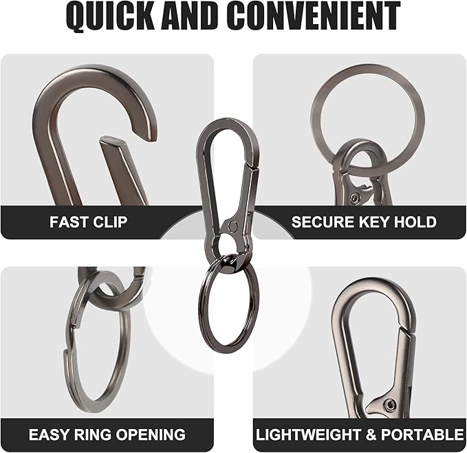 4Pcs Keychain for Car Keys, Metal Key Chain Carabiner for Keys, Key Chain Holder Clip Key Organizer Key Ring