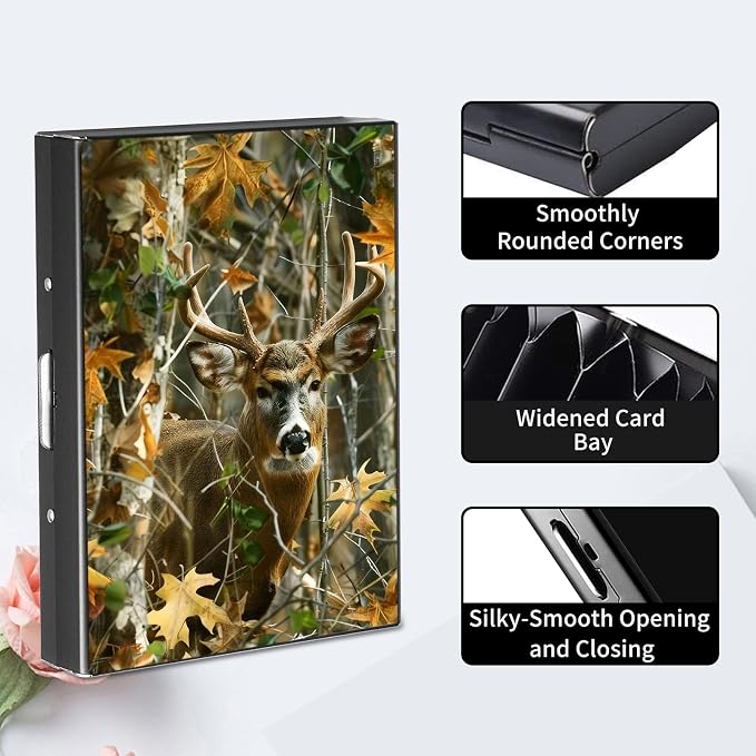 RFID Metal Wallet Credit Cards Holder Slim Mini Business Card Holder Metal ID Case Gift for Men Women,Camouflage Deer