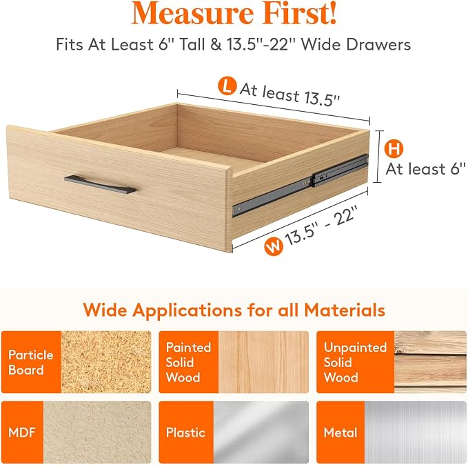 Lifewit Drawer Dividers Plastic Adjustable Drawer Organizers for Clothes, Expandable Dresser Separators in Bedroom/Bathroom/Kitchen/Fridge/Office Organization and Storage