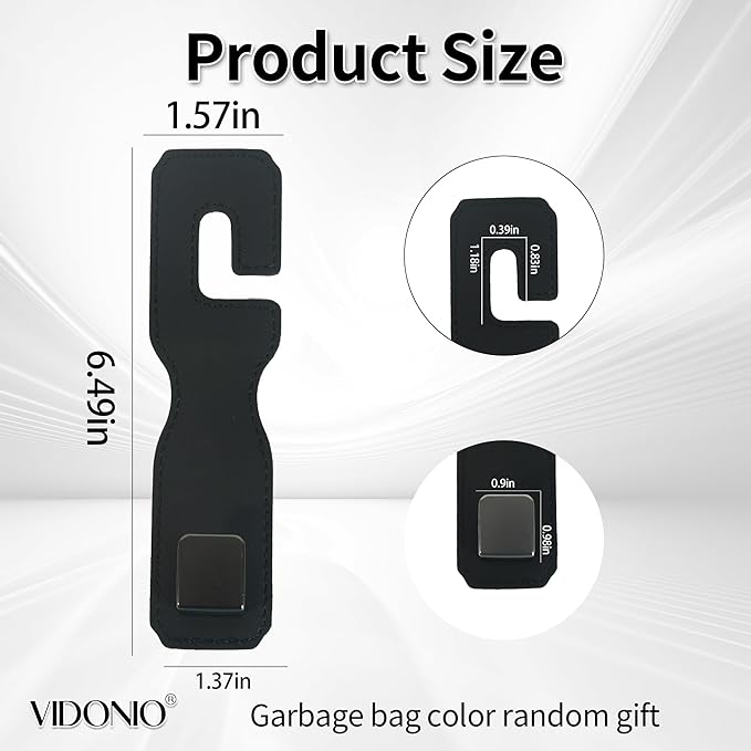 Vidonio Upgrade Car Seat Headrest Hooks & Mobile Phone Holder, Universal Hidden Multifunctional Car Organizers, Leather (Black)