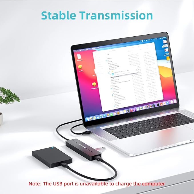 USB Hub, 3.0 4-Port Ultra-Slim Data USB Expander with 4 FT Extended Cable Compatible with MacBook, Mac Pro, Mac mini, iMac, Surface Pro, XPS, PC, Flash Drive, Mobile HDD (Black)