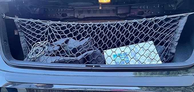 Trunk Organizer Cargo Net for Chevrolet Malibu 2016-2025 – Envelope Style Cargo Net for Sedan – Premium Mesh Car Trunk Organizer Vehicle Carrier Storage – Compatible with Chevy Malibu