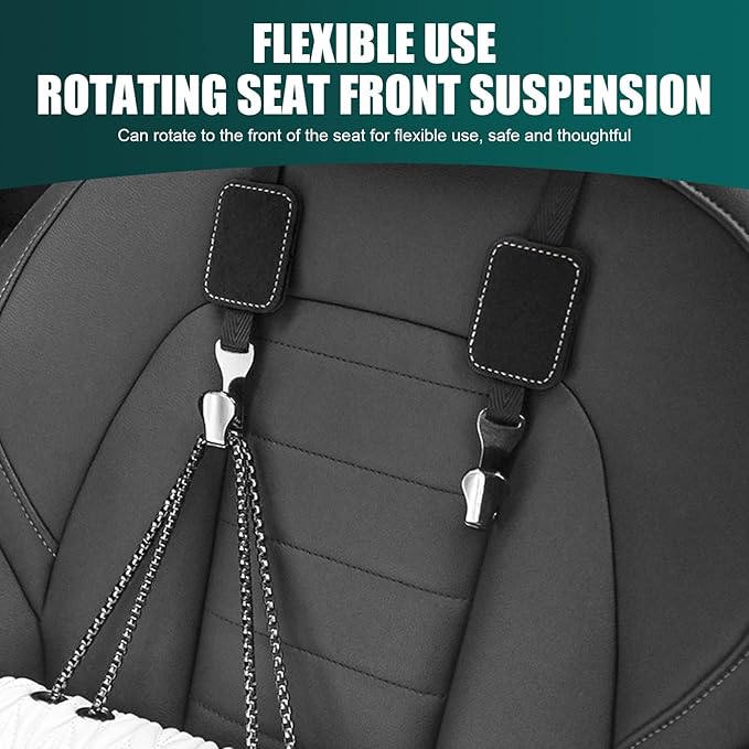 2 PCS Car Seat Headrest Hooks, Seat Back Suede Leather Hook, Auto Multifunctional Hook Hangers Storage Organizer Interior Accessories, Universal for Most Cars Models (Black)