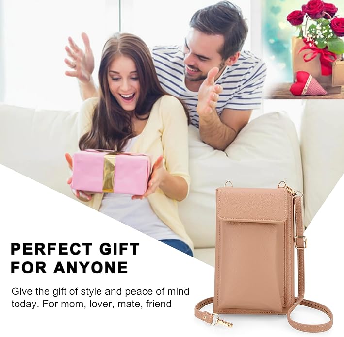 DOB SECHS Leather Passport Wallet Crossbody Phone Bag, RFID Blocking Passport Holder Credit Cards Case for Women