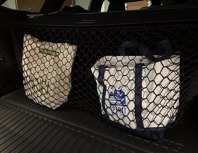 Trunk Organizer Cargo Net for Volvo XC60 2018-2026 – Envelope Style Cargo Net for SUV – Premium Mesh Elastic Car Trunk Organizer Vehicle Carrier Storage – Compatible with XC60