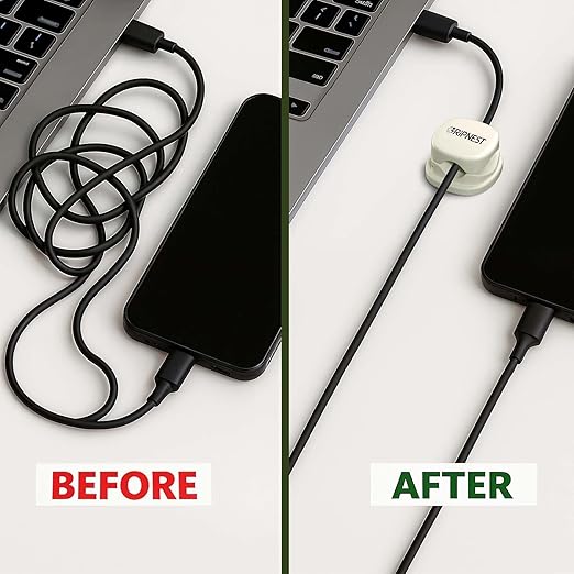 Cord Organizer [Fast Lock] 8 Pack GRIPNEST White Spring Cable Management [Easy Grip] Cable Holder Clips, Strong Adhesive Charging Cord Organizer for Nightstand, Desk, Home, Office, Car.