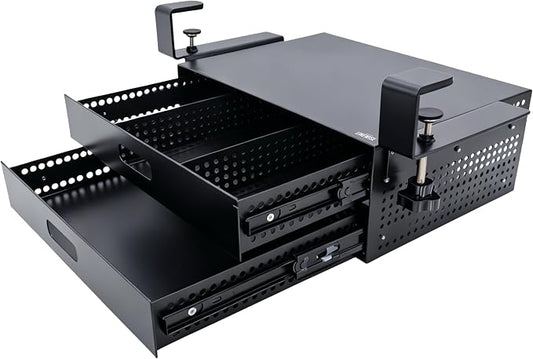 Under Desk Drawer – Clamp-On No-Drill Metal Organizer, Slide-Out Storage for Home & Office Desks