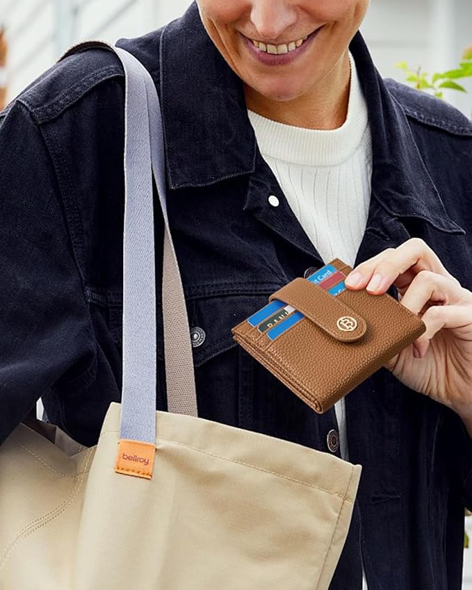 BOSTANTEN Slim Wallet for Women Small RFID Blocking Credit Card Holder Leather Bifold Wallets with Zipper Coin Pocket Brown