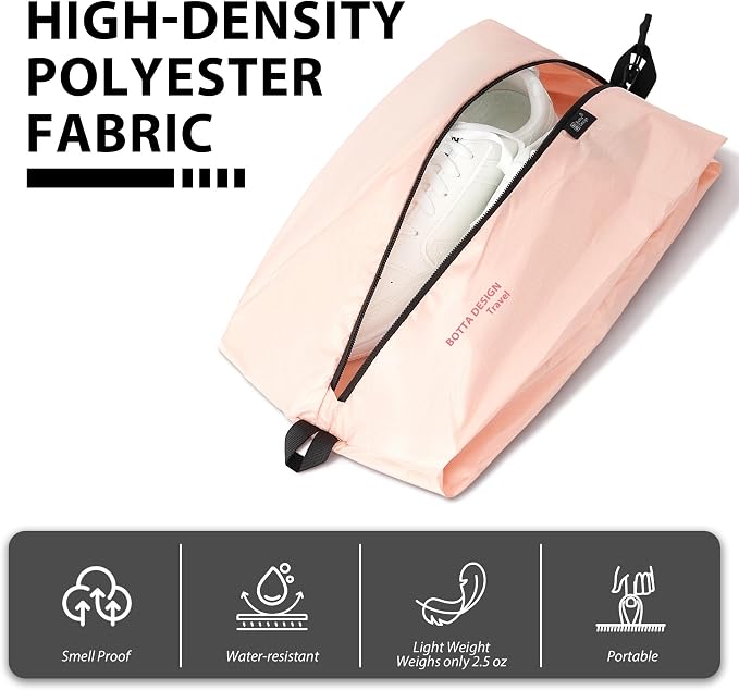 Veki Shoe Bag for Travel, Smell Proof Cleat Bag, Gym Soccer Golf Sneaker Storage, Lightweight Reusable Organizer for Packing in Suitcase, Portable Trip Essentials for Men Women Gifts (Pink)
