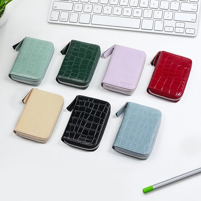 EcoVision Credit Card Holder RFID Card Case Wallet, Small Accordion Zipper Card Case Holder, Card Organizer Case for Women Men