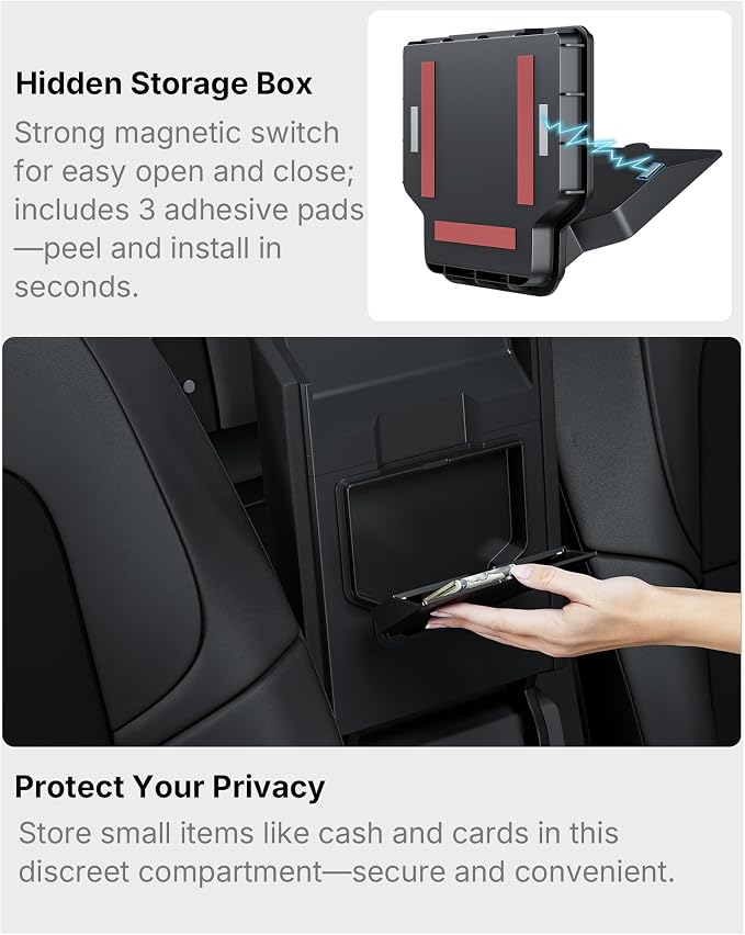 5PCS Center Console Organizer Compatible with 2025-2026 Tesla Model Y Juniper/2024-2026 Model 3 Highland Accessories, Hidden Storage Box, Cup Holder and Silicone Mat(Not Fit Juniper Standard)