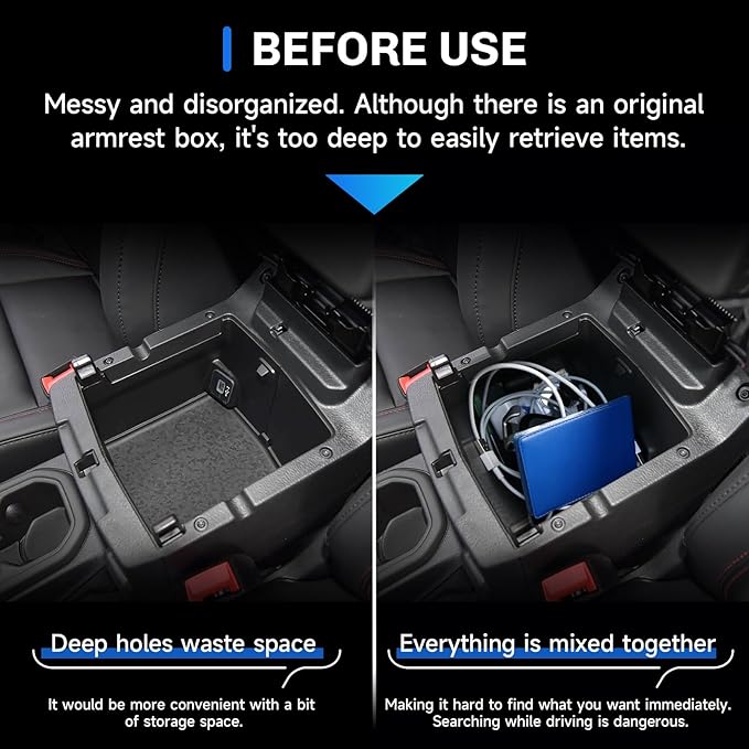 SXCY for 2025 2026 Jeep Wrangler JL/Gladiator JT Center Console Organizer for 2025 2026 Jeep Wrangler Accessories 2018-2026 Wrangler JL/2020-2026 Gladiator JT Armrest Console Organizer Tray