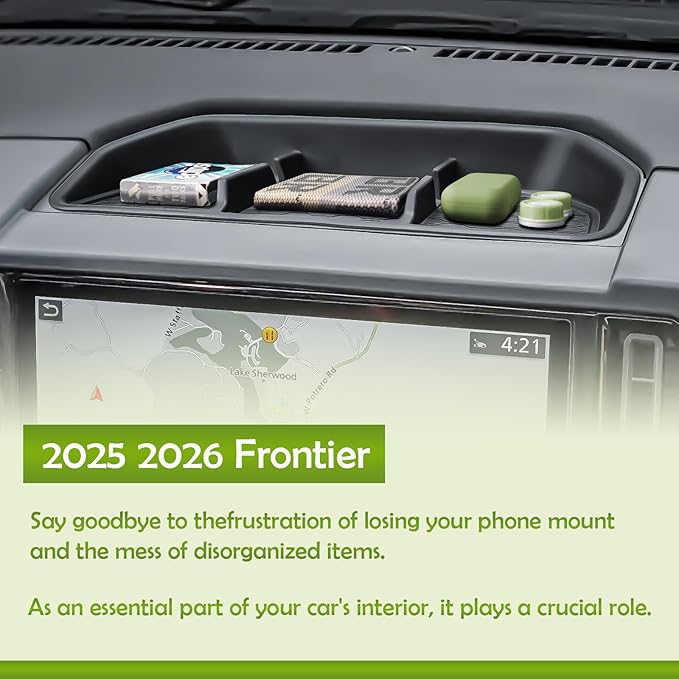 HGWEI Dash Storage Tray Compatible with 2025 2026 Nissan Frontier Accessories Center Console Dashboard Organizer Interior Insert Compartment Mounted Holder (Not for 2022-2024 Frontier)