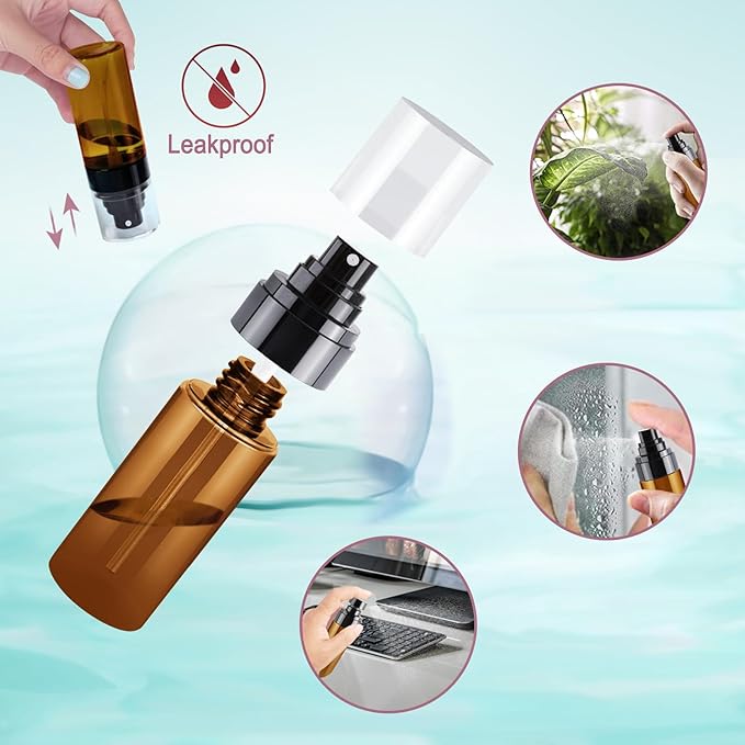 3PCS 50ml Small Spray Bottle Set for Perfume & Face Mist – Refillable Tiny Spray Bottles Kit with Mini Spray Bottle Atomizer for Travel