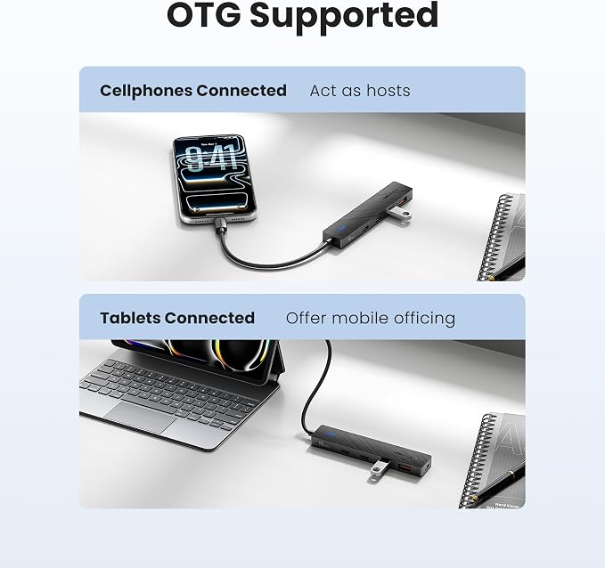 VENTION 10Gbps USB 3.2 Hub, USB Hub with 4 USB 3.2 Ports(USB A*2 Type C*2), PD 100W Chrging USB 3.2 Gen 2 Splitter USB Expander, Black