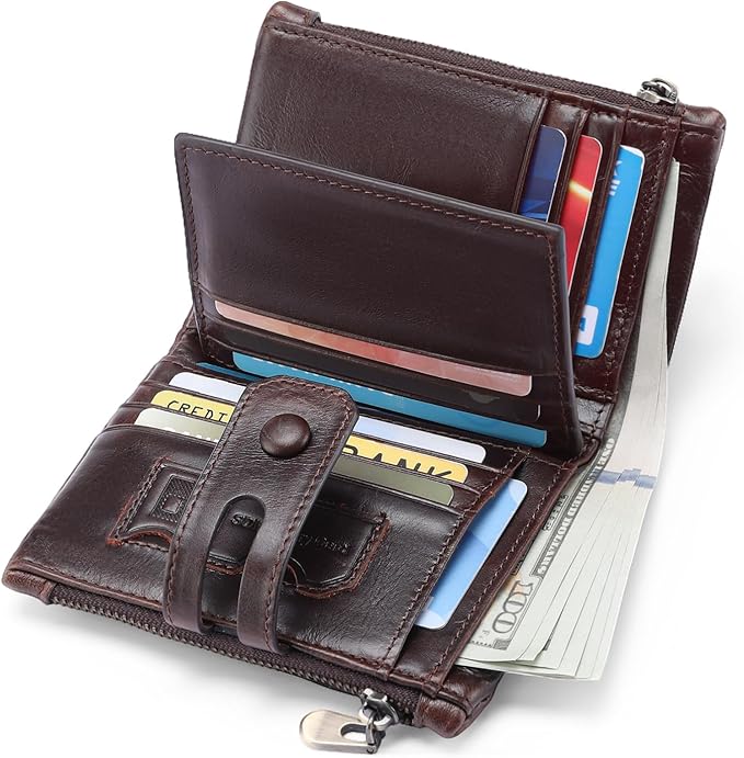 FALAN MULE Wallet for Men Large Capacity Genuine Leather Men Wallets RFID Blocking