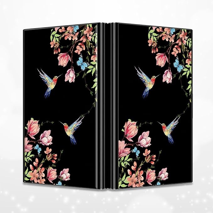 Slim Credit Card Holder, Hummingbird Floral Sakura RFID Blocking Metal Wallet for Men & Women, Aluminum Minimalist Hard Case Pocket-Sized Business Cards Organizer (Fits Up to 10 Cards)