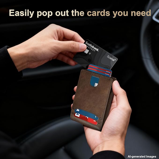 furid Card Wallet For Men Slim: Smart Rfid Minimalist Front Pocket Pop Up Wallet with ID Window - Stocking Stuffers Gifts Boxed for Husband Father at Birthday Anniversary