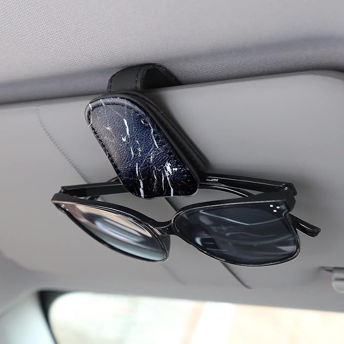 Sunglass Holder for Car Visor,Zebra Minima Magnetic Leather Car Sun Visor Clip,Applicable to Receipts,Cash Tickets and Other Automotive Interior Accessories