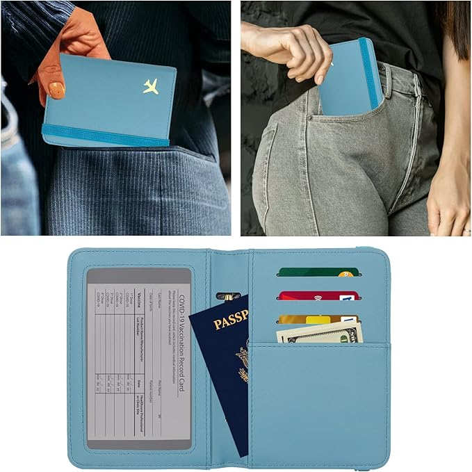 ZOPPEN Passport Holder Wallet, Passport Cover Travel Wallet Women Travel Essentials Accessories Document Organizer Travel Must Haves Rfid Blocking Cover Case for Women and Men, Blue