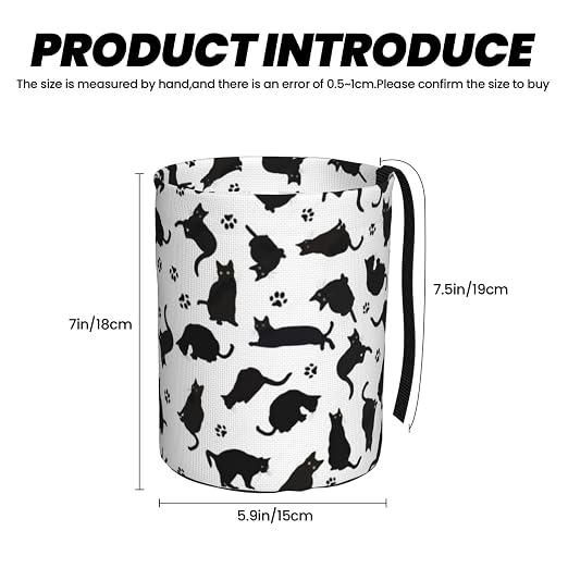 Small Car Trash Can, Cute Black Cat Design Hanging Foldable Car Trash Bag, Waterproof Leakproof Garbage Bin, Car Interior Organizer Accessories