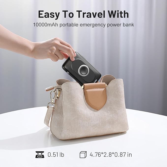 BLAVOR for Magsafe Portable Charger with Built-in Cables, 10000mAh Wireless Magnetic Power Bank with Stand, USB C 20W PD Fast Charging Travel Battery Pack for iPhone 17/16/15/14/13/12 and Apple Watch