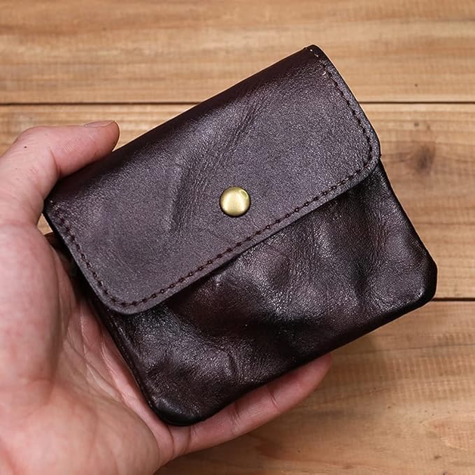 1 Pcs Leather Zipper Coin Purse Wallet With Card Slots,Snap Leather Coin Pouch, Coin Organizer, Change Holder,Card Case, Leather Zipper Storage Bag for Men & Women