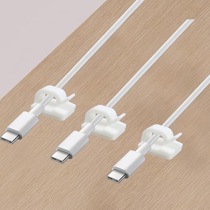 Septe 100 PCS Adhesive Cable Clips,Outdoor Light Clips,ethernet Cable Clips,Cord Clips for Wires on Wall,Wire Clips for Cable Management Under Desk, Car, TV(White)