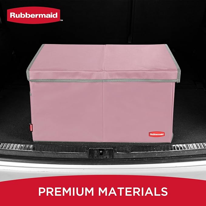 Rubbermaid Car Organizer, Collapsible Trunk Organizer, Multi-Compartment Car Storage Organization for Car Accessories, 2 Compartments With Cover, 21.65"*14.17"*12.2" - Pink