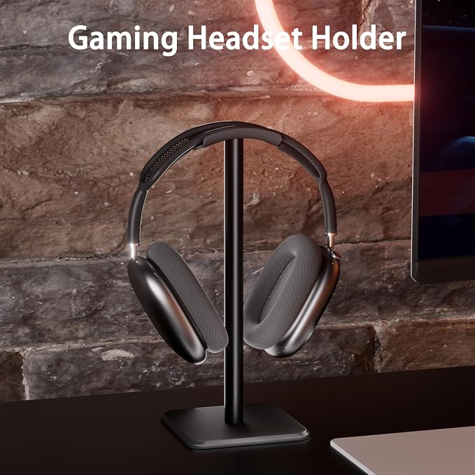 Headphone Stand - Headset Stand with Aluminum Hanger, Headphone Holder for AirPods Max, Sony, Bose, Beats and More (Black)