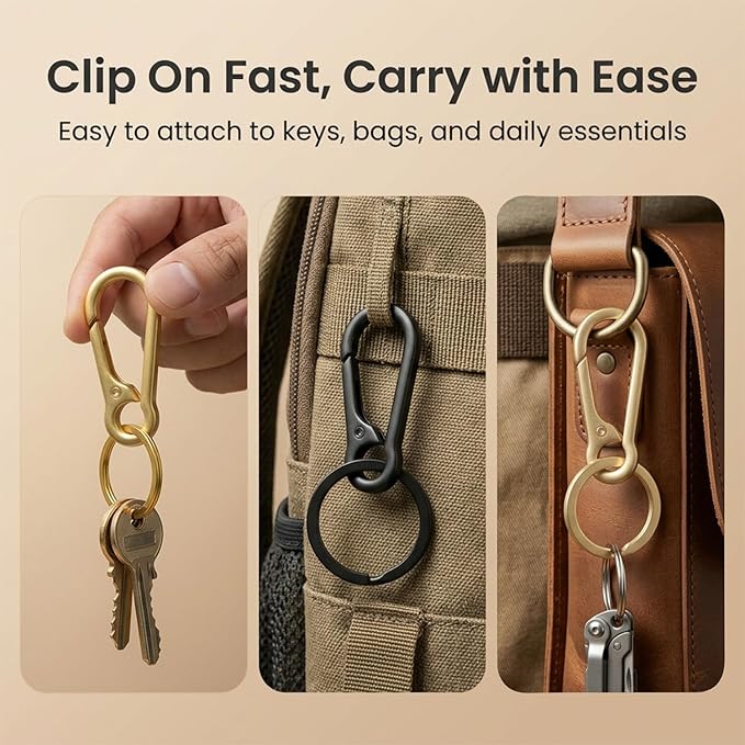 OXIHOUSE&CO- Metal Carabiner Keychain Set, Minimalist Key Ring Clip for Car Keys, Purse, Backpack, Durable for Women Men
