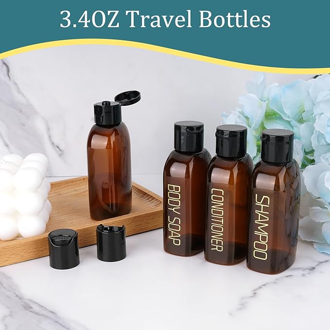 Cosywell Travel Bottles for Toiletries 9PCS Plastic Squeeze Bottles TSA Approved Travel Size Containers Leakproof Plastic Cream Jars Refillable Cream Lotion Travel Essential Toiletries