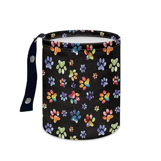 Colorful Paws Car Rubbish Bag Can Reusable Hanging Auto Garbage Organization Can Bin with Adjustable Strap for Camping