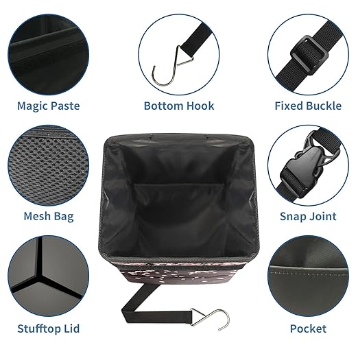 Car Trash Can – Multi-Purpose, Lightweight and Portable with Durable Water-Resistant Coating, No Installation Required, Practical and Ample Capacity, Variety of Colors.Pink Falling Petals