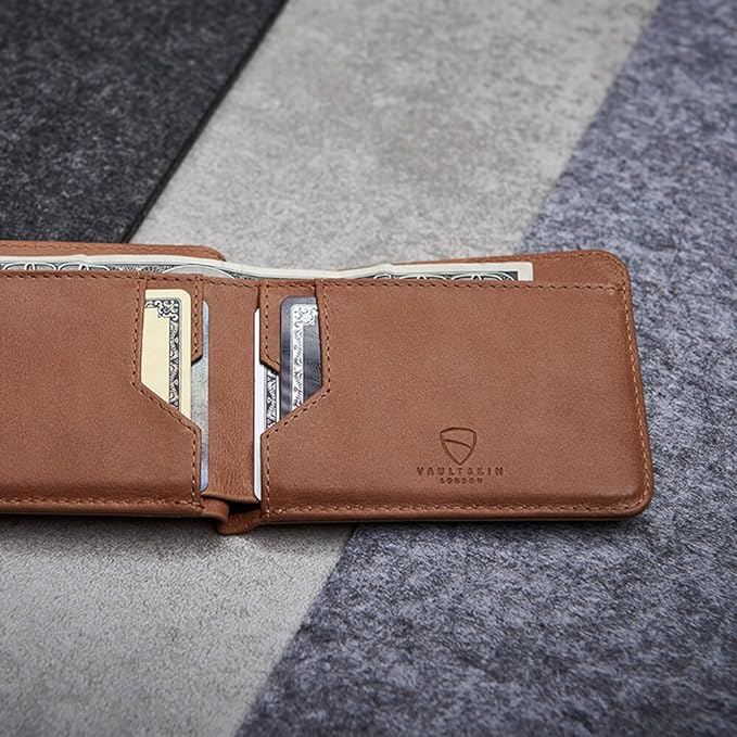 Vaultskin MANHATTAN Slim RFID Blocking Bifold Leather Wallet for Men - Men’s Leather Wallet, Front Pocket Minimalist Card Holder, Holds 9 Cards and Cash, Premium Italian Leather