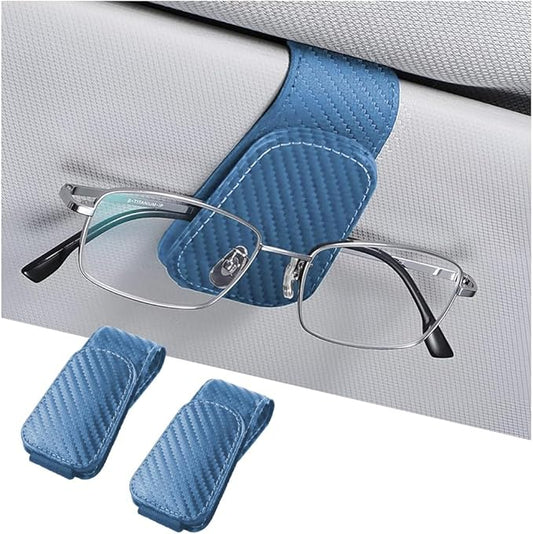 AICEL Sunglasses Holders for Car Sun Visor, Leather Eyeglasses Hanger Mounter, Magnetic Glasses Holder and Ticket Card Clip, Auto Interior Accessories Universal for SUV Pickup Truck
