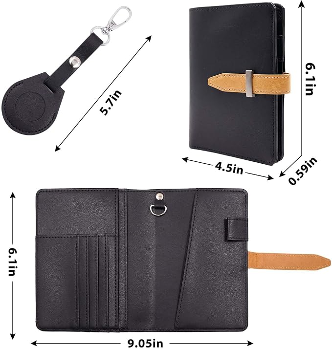 Passport wallets, Mulit-purpose RFID Blocking Passport Holder AirTag Wallet, Travel Wallet（Black）