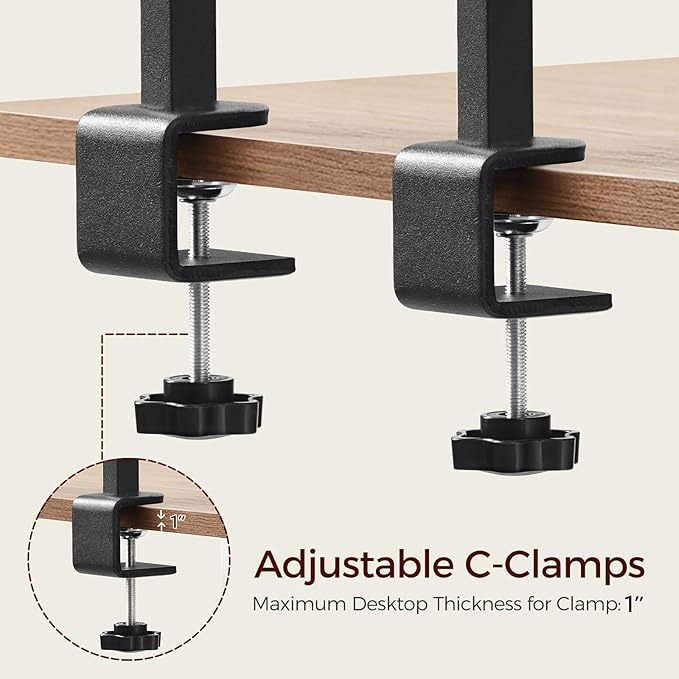 Clamp On Desk Organizer, 2-Tier Desktop Bookshelf, Adjustable Desk Storage Shelf, Metal Frame, for Office, Study and Game Room, Black DSBK3501