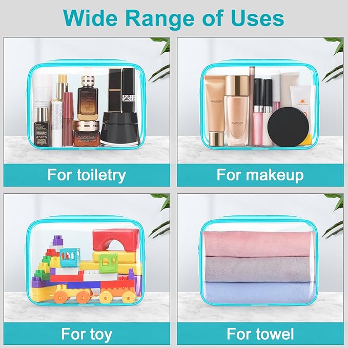 Wedama TSA Approved Toiletry Bag, Cosmetic Bags 2 Pack with Zipper Carry on Airline Airport Travel Accessories, PVC Makeup Bags for Travel, Quart Size Travel Bags for Men and Women-Mint Green