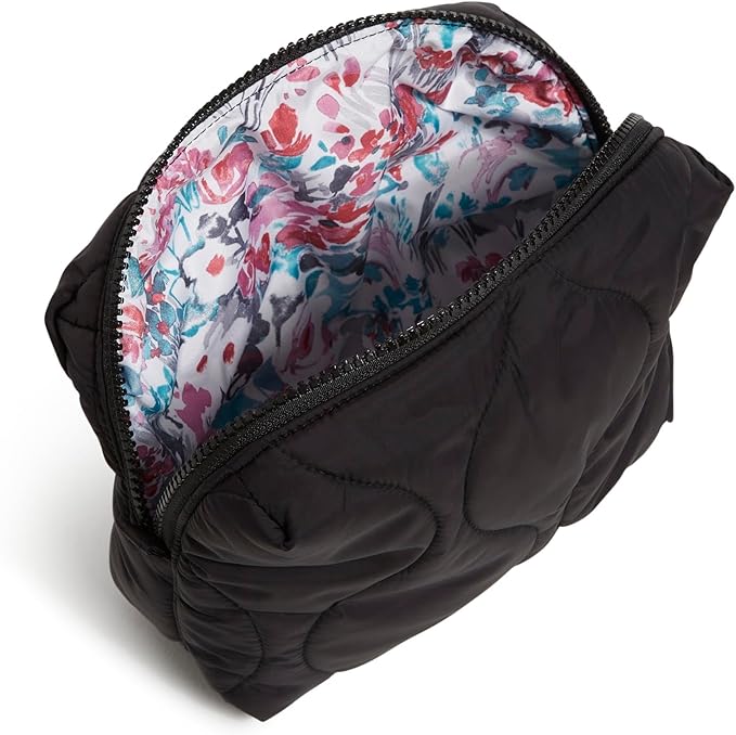 Vera Bradley Women's Featherweight Medium Cosmetic Makeup Organizer Bag, Black, One Size