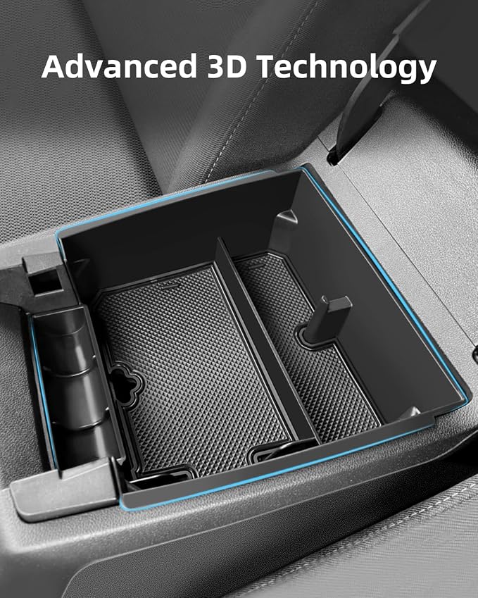 Armrest Organizer for 2025 2024 2023 Chevy Colorado/GMC Canyon, Center Console Organizer with Removable Rubber Mat, Center Console Tray Custom for Chevy Colorado Accessories, Black