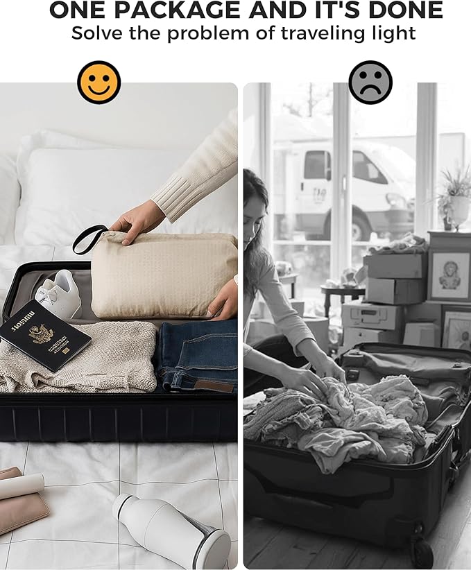 Travel Compression Laundry Bag, Pump-Free Vacuum Space Saver Bag for Dirty Clothes, Reusable Waterproof Wet Dry Bag, Travel Laundry Bag for Luggage, Packing, Suitcase (1 Pcs)(Gray, L)