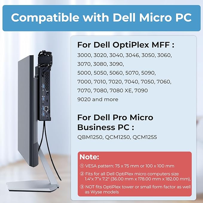 Mini PC Mount for Dell OptiPlex MFF and Pro Micro PC VESA Wall and Under Desk Mount for Dell OptiPlex Micro Pc Mounting Bracket for Dell QCM1250 7050 7080 5070 7020 3000 7060 and More with Mouse Pad