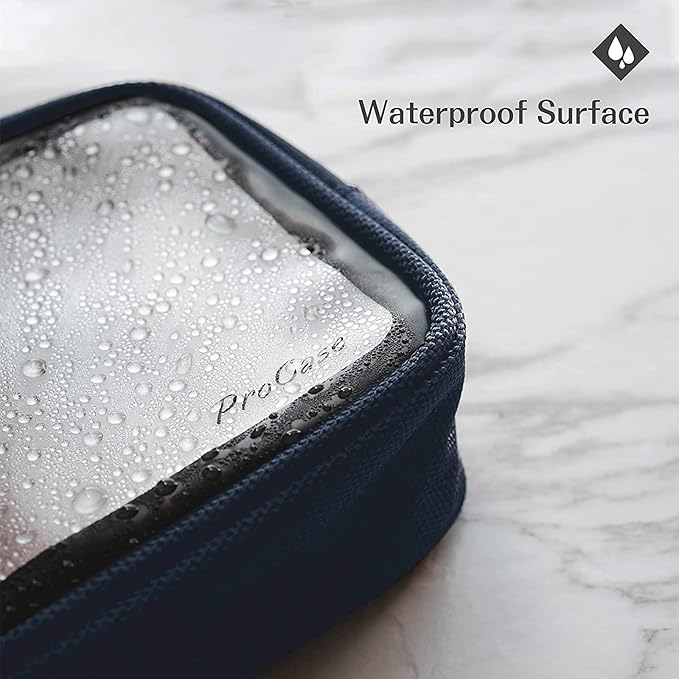 ProCase TSA Approved Travel Toiletry Bag Pouch, Matte Clear Travel Organizer Airport Carry-On Checkpoint Airline Compliant Storage Bag -2 Packs, Navy/Red