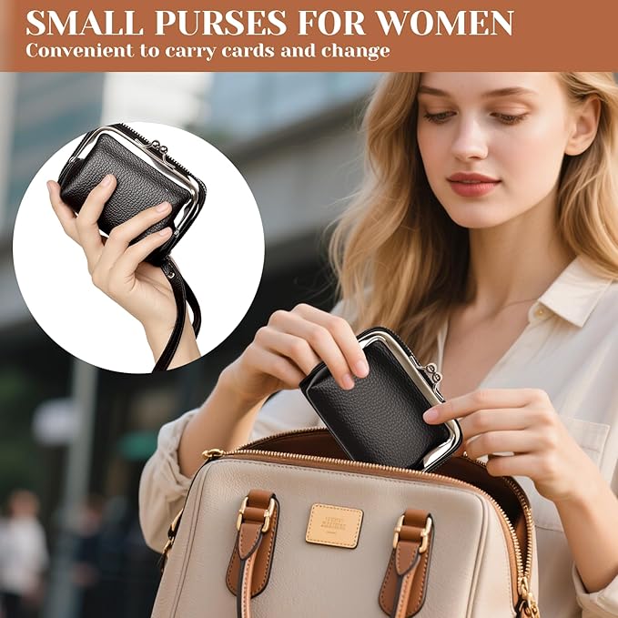 Women's RFID Blocking Wristlet Wallet - 2-in-1 Zip-Around with Coin Purse & Card Slots - Vegan Leather with Secure Clasp (Gift Ready)(Black)