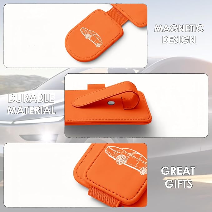 Model Y Sunglass Holder Clip Compatible with Tesla Model Y Juniper Interior Accessories Organizer Eyeglass Hanger Visor Ticket Card Decor Sunglasses Holders Part De Decorations (Orange)