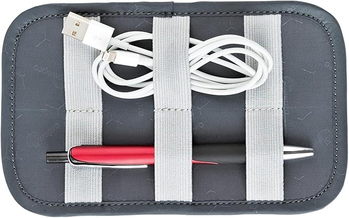 Lowepro GearUp Pouch Mini, Travel Essentials, Travel Case for Phone Cords, Cables, Adapters, USB Sticks, Smartphone Accessories, Made of Recycled Fabric, Grey
