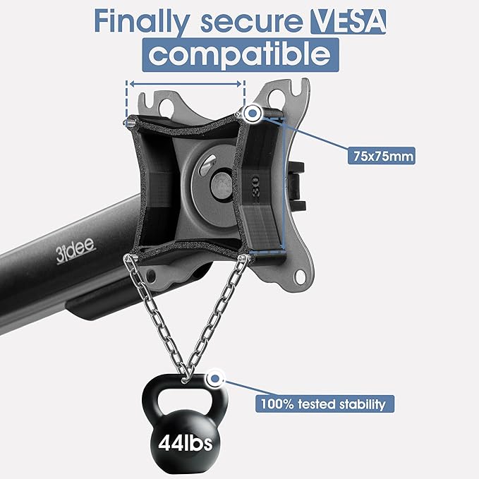 3IDEE Universal VESA Spacer - 30mm Distance - Monitor Mount Adapter 75x75 mm - Compatible with Many Monitors (Samsung Odyssey G5 Monitor & More) (75x75mm)