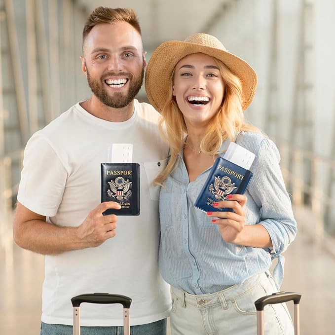 Premium Passport Holder for Travel, RFID Blocking Passport Cover Slim, Durable & Travel-Friendly, Passport Wallet Keep Your Documents Safe & Organized (Navy Blue)